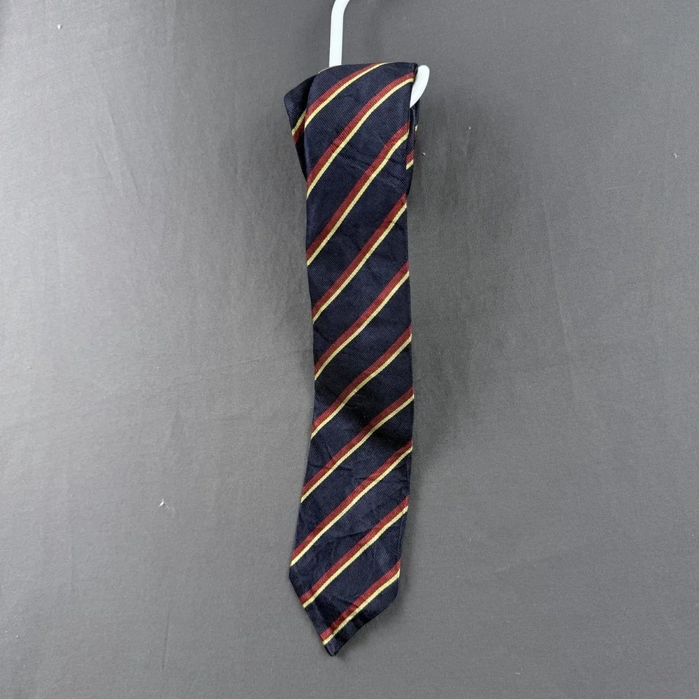 Polo Ralph Lauren Silk Striped Tie Navy Red Yellow Logo Handmade Italy